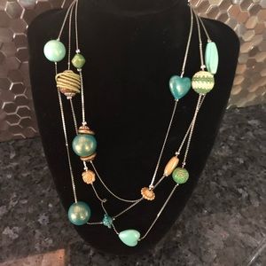 Mixed Material Multi Strand Necklace